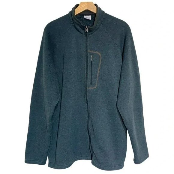 Columbia XL teal & tan full‎ zip fleece jacket - Picture 1 of 5